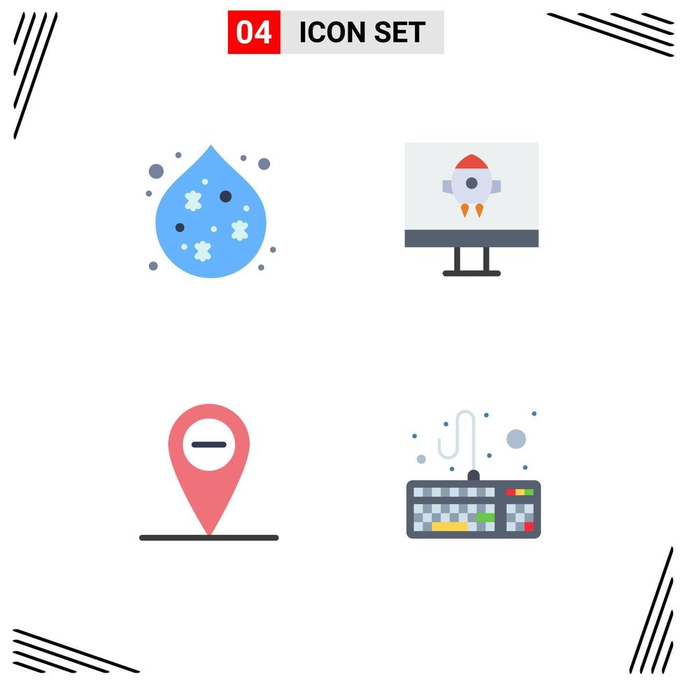 Universal Icon Symbols Group of 4 Modern Flat Icons of pollution hardware computer minus 5 Editable Vector Design Elements