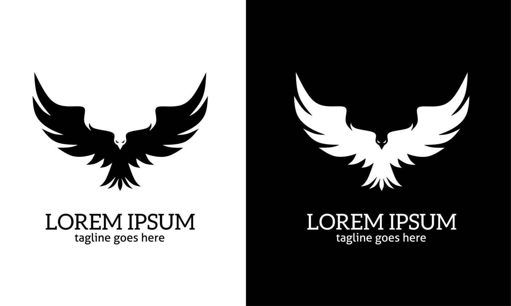 eagle logo template with two wings spread simple vector