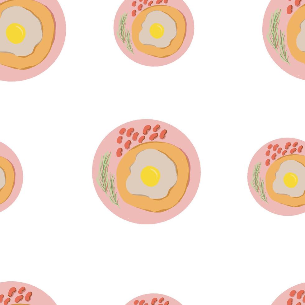 seamless pattern Mexican breakfast huevos rancheros fried egg with salsa vector