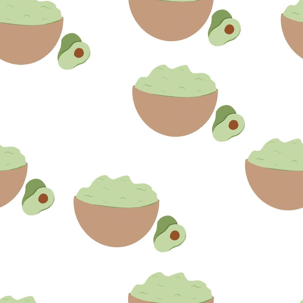 Seamless pattern Green guacamole with ingredients avocado vector