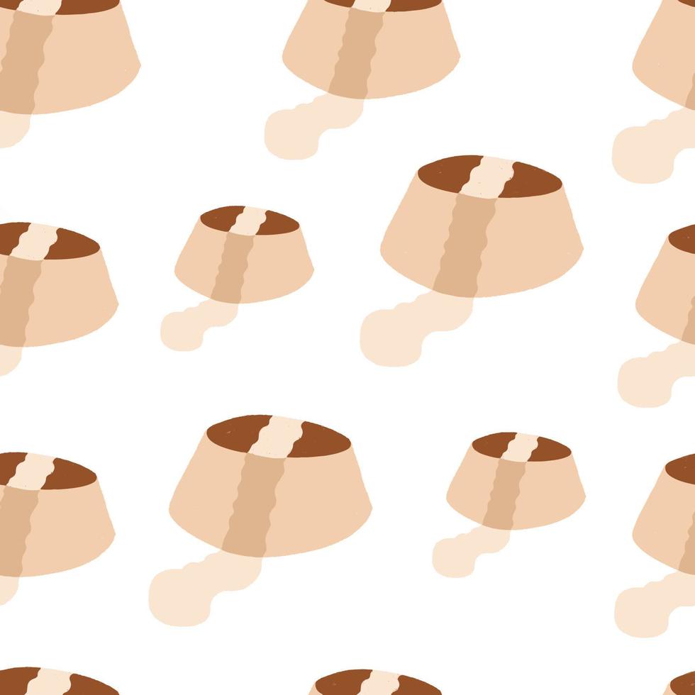 Seamless pattern Brazilian flan topped with caramel sauce vector