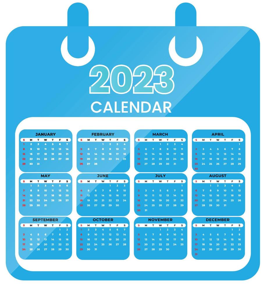plantilla de calendario mensual para el año 2023. semana comienza el domingo. vector