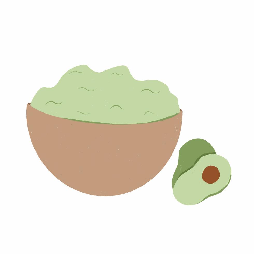 Green guacamole with ingredients avocado vector