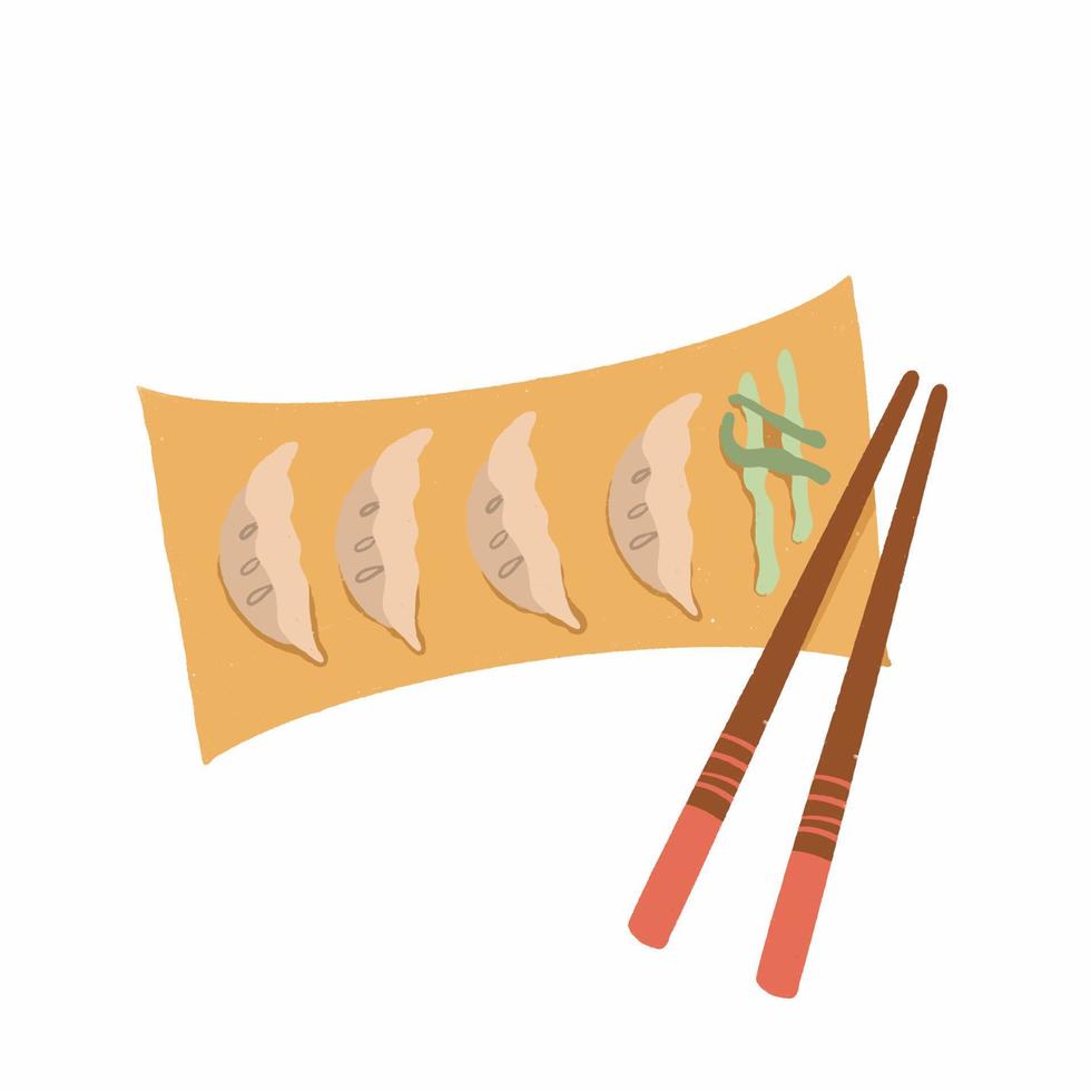 A Plate of Fried Chinese Gyoza vector