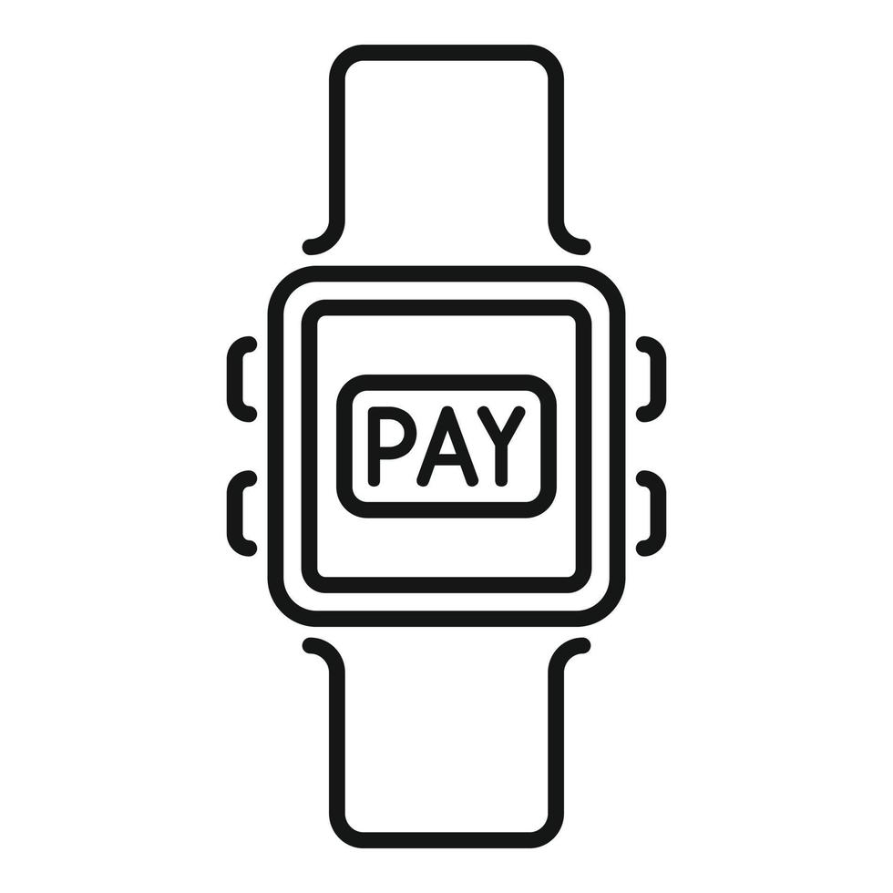 Pay nfc smartwatch icon outline vector. Online money vector