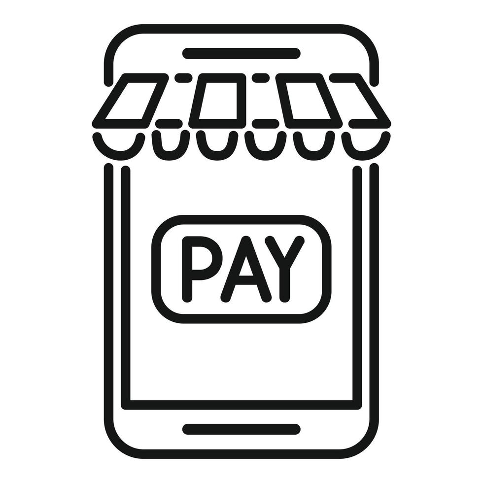 vector de contorno de icono de tienda en línea de pago. pago de dinero