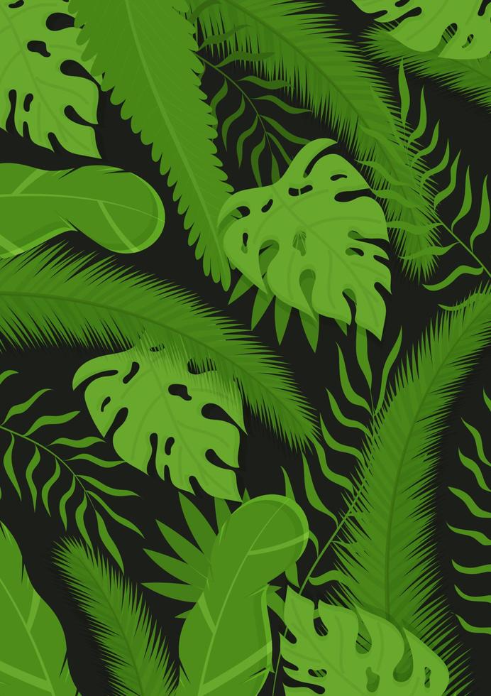 cartel con hojas tropicales. ilustración vectorial de una pancarta de verano con descuento. vector
