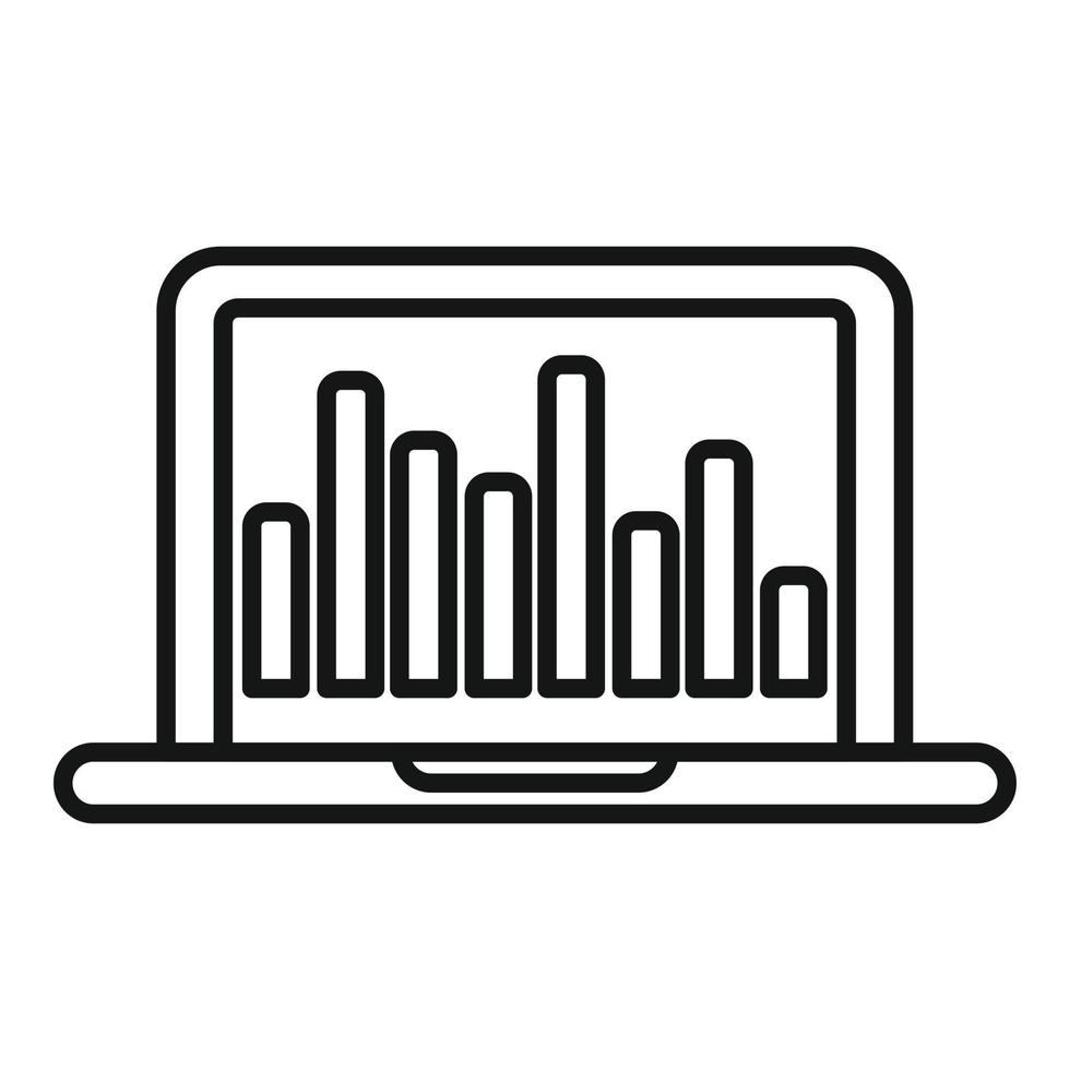 Laptop data graph icon outline vector. Web online media vector