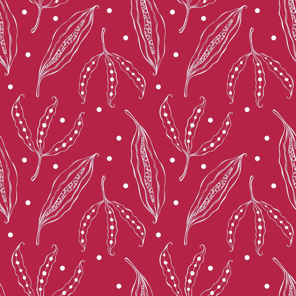 Viva Magenta color trend 2023 pattern, seed pod doodles. vector