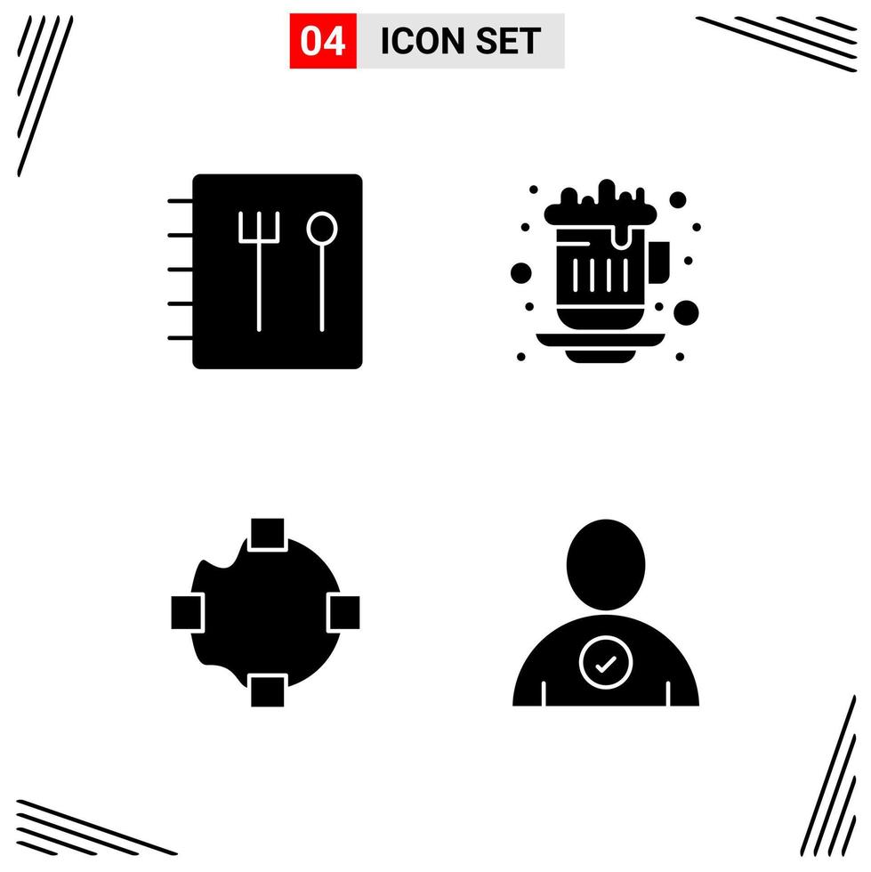 4 Icons Solid Style Grid Based Creative Glyph Symbols for Website Design Simple Solid Icon Signs Isolated on White Background 4 Icon Set Creative Black Icon vector background