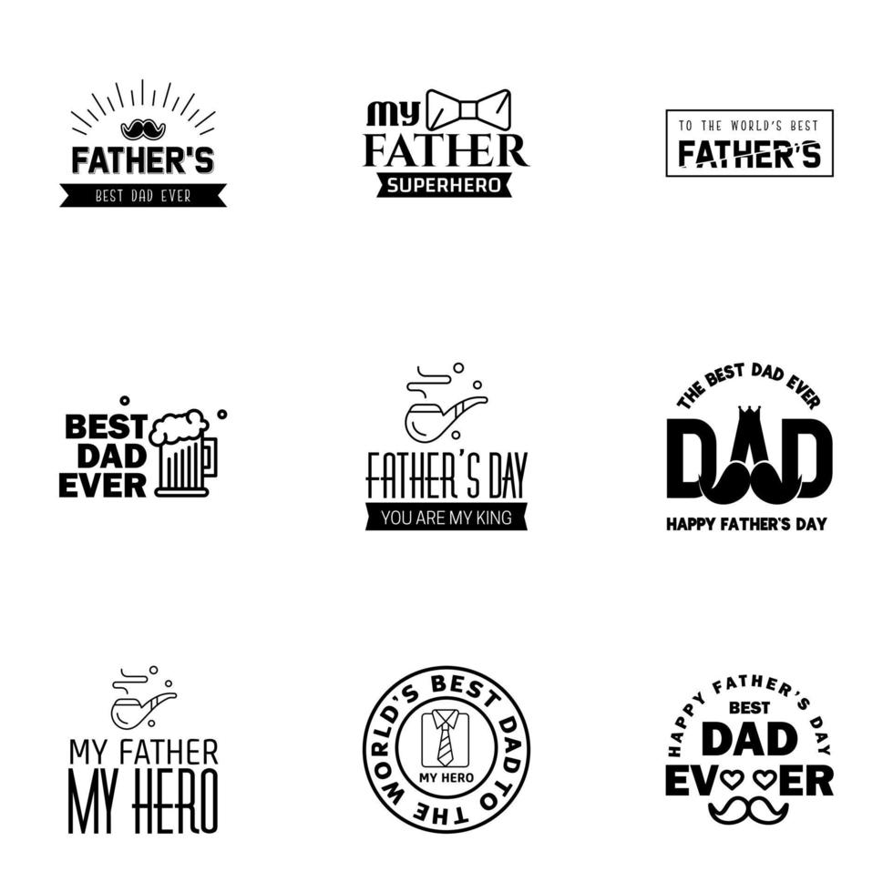 feliz día del padre apreciación vector texto banner 9 fondo negro para carteles volantes marketing tarjetas de felicitación elementos de diseño vectorial editables