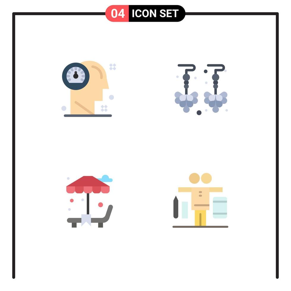 Pack of 4 creative Flat Icons of dashboard park human earrings balance Editable Vector Design Elements