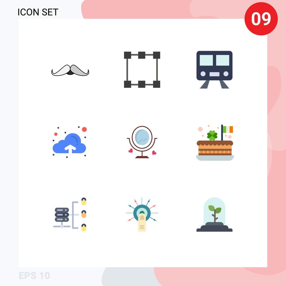 Set of 9 Modern UI Icons Symbols Signs for wedding merroir maps upload cloud Editable Vector Design Elements