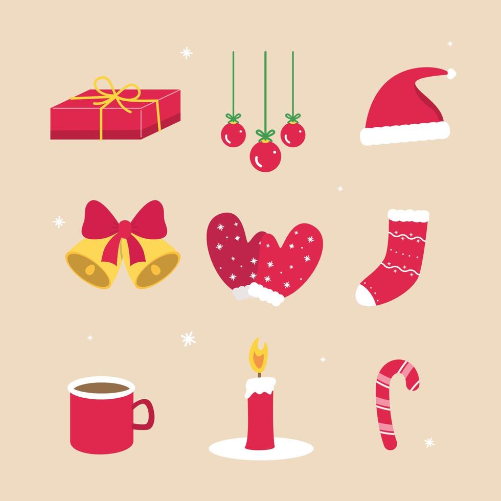 Christmas elements collection flat illustration, decorative christmas illustration vector