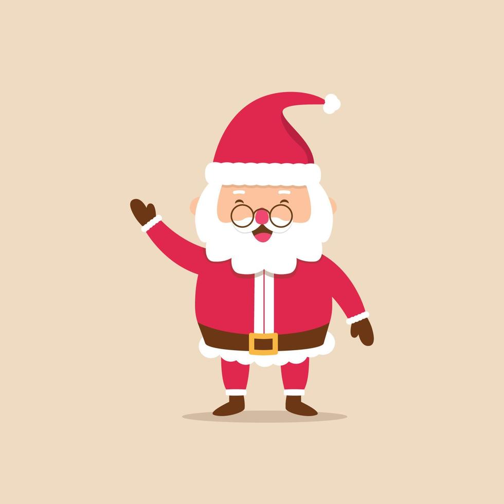 Cute Santa waving hand illustration, Christmas illustration vector
