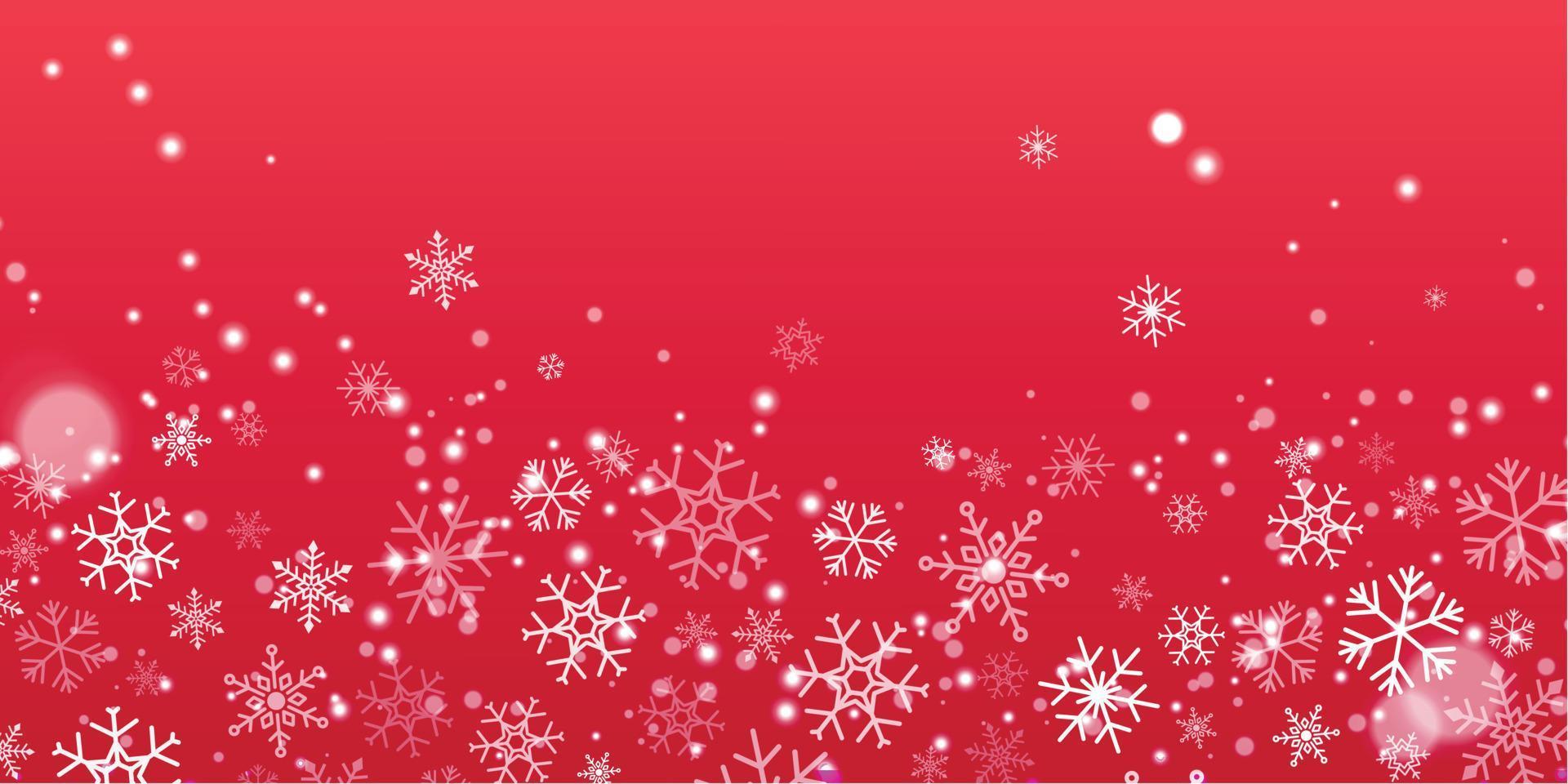 Vector winter holiday snowfall background with white flat line flying snowflakes at the bottom of the banner design