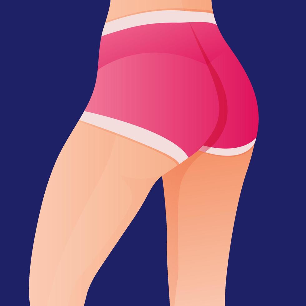 Perfect slim toned body of the Women. sporty women in sportswear, shorts butt icon for mobile apps, slim body. vector