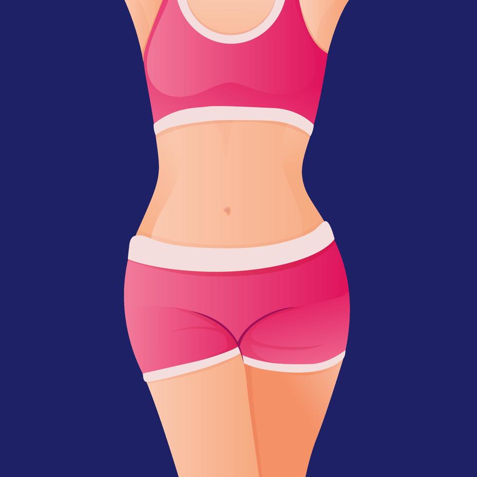 Perfect slim toned body of the Women. sporty women in sportswear, shorts butt icon for mobile apps, slim body. vector