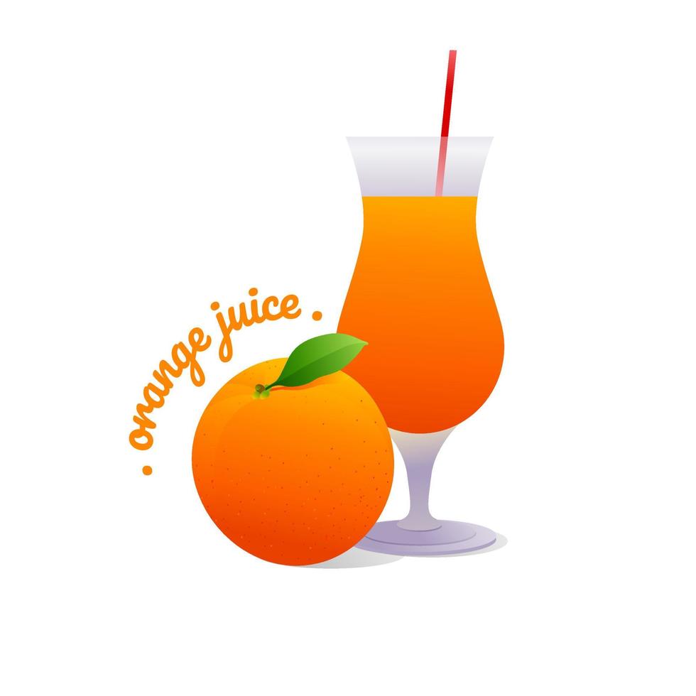 Ilustración de vector de estilo moderno de jugo de naranja.