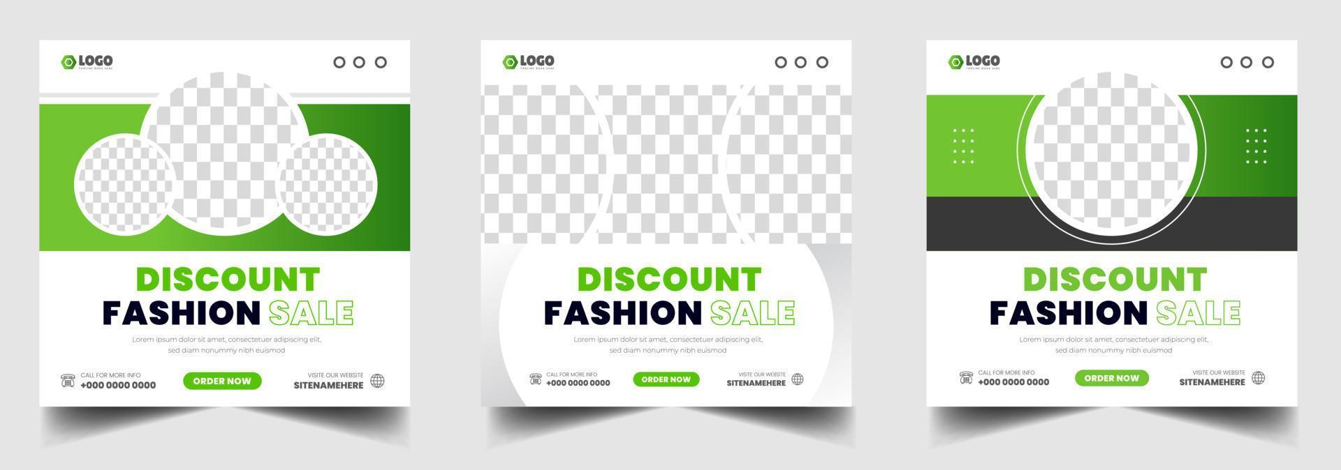 fashion sale social media post banner design template. discount fashion sale social media post banner design with red color. fashion sale web banner. vector