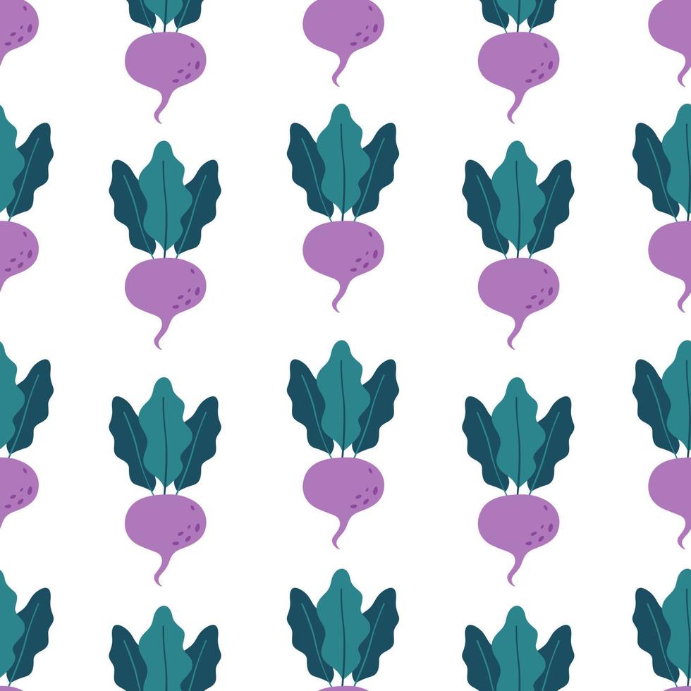 Beetroot seamless pattern. Vegetable seamless pattern. Flat, hand drawn texture for wallpaper, textile, fabric, paper. vector