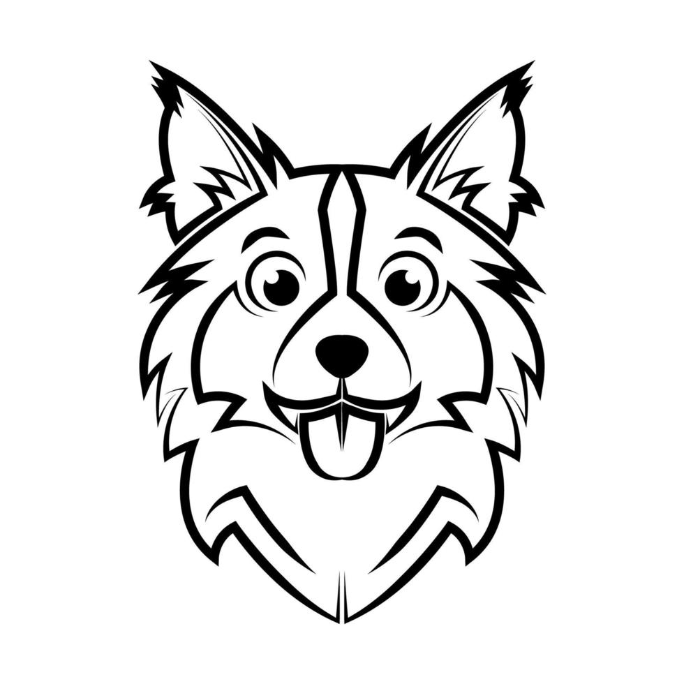 Black and white line art of dog head. Good use for symbol, mascot, icon, avatar, tattoo, T Shirt design, logo or any design vector