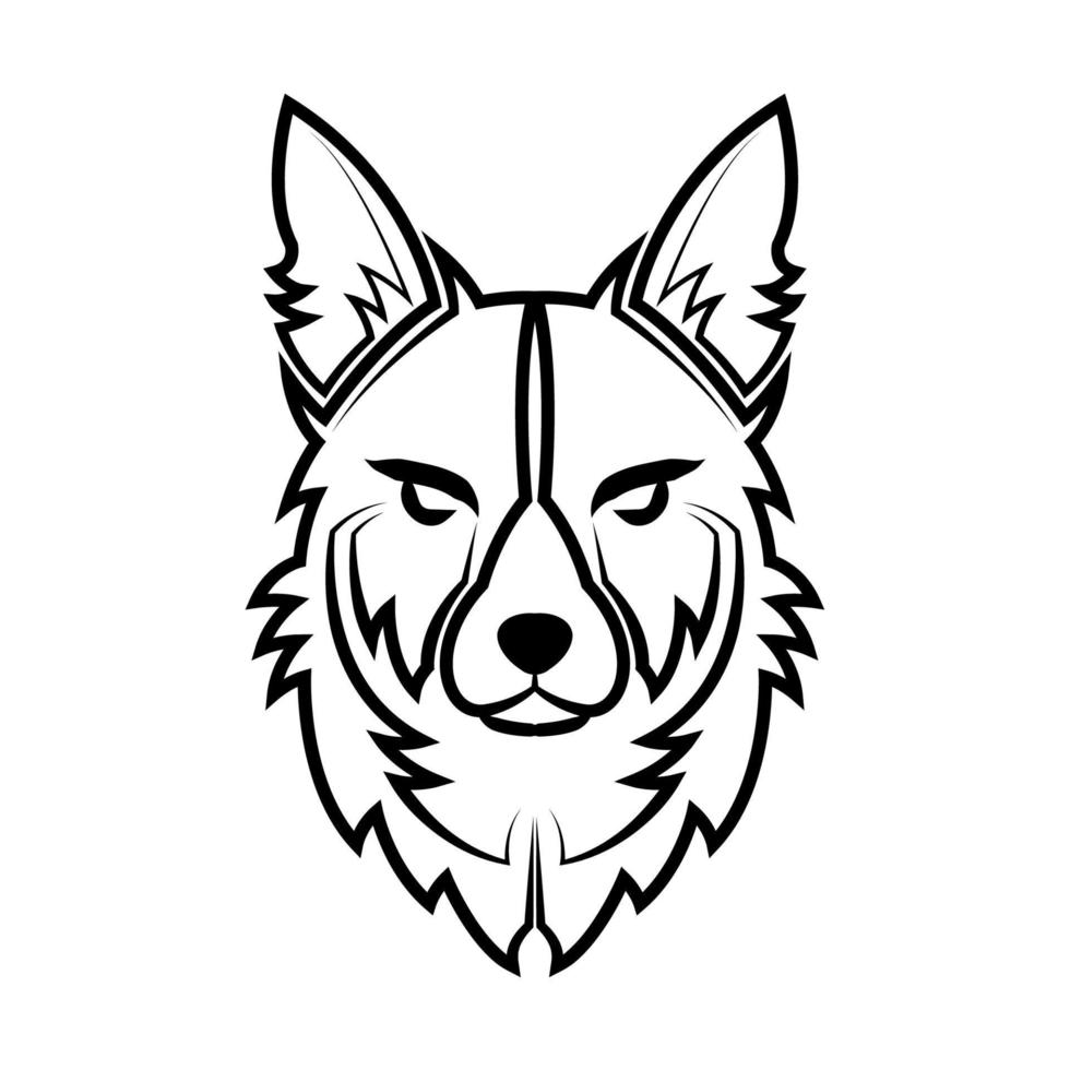 Black and white line art of dog head. Good use for symbol, mascot, icon, avatar, tattoo, T Shirt design, logo or any design vector