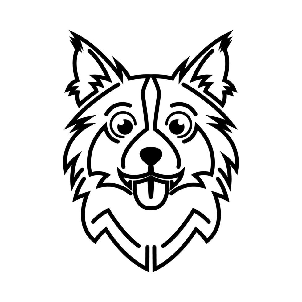 Black and white line art of dog head. Good use for symbol, mascot, icon, avatar, tattoo, T Shirt design, logo or any design vector