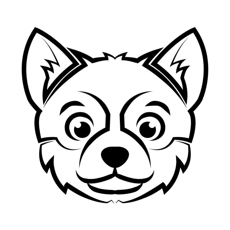 Black and white line art of dog head. Good use for symbol, mascot, icon, avatar, tattoo, T Shirt design, logo or any design vector