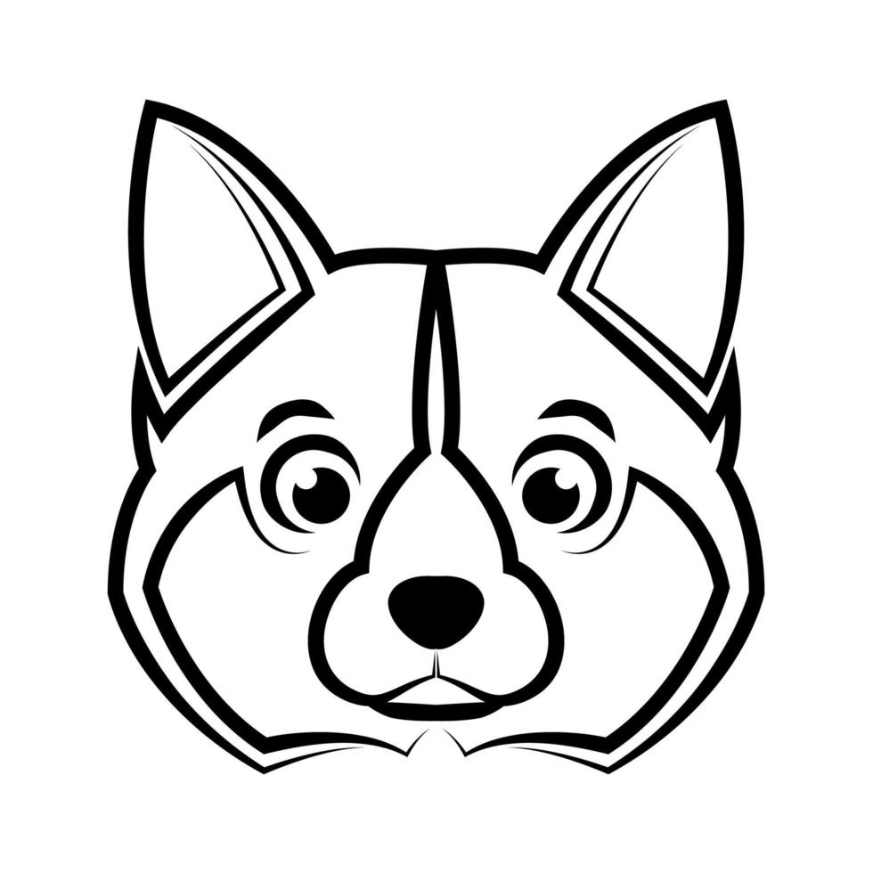 Black and white line art of shiba dog head. Good use for symbol, mascot, icon, avatar, tattoo,T-Shirt design, logo or any design. vector