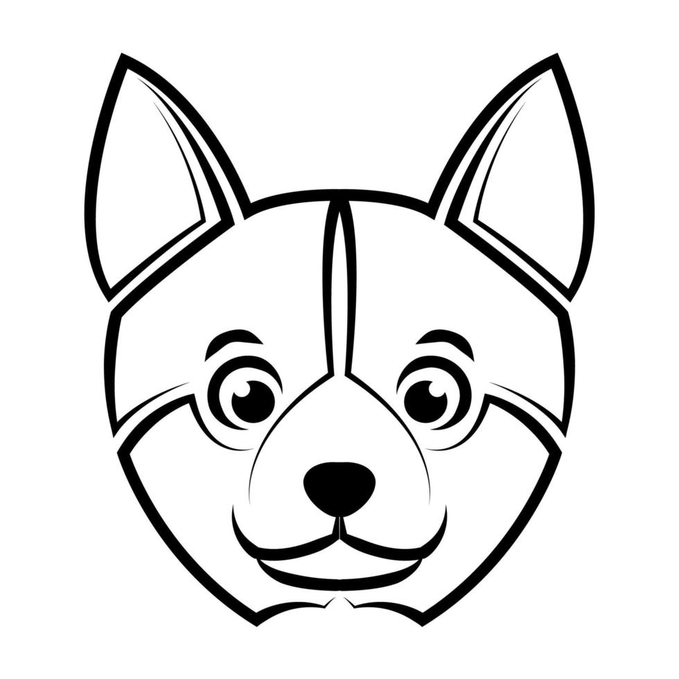 Black and white line art of shiba dog head. Good use for symbol, mascot, icon, avatar, tattoo,T-Shirt design, logo or any design. vector