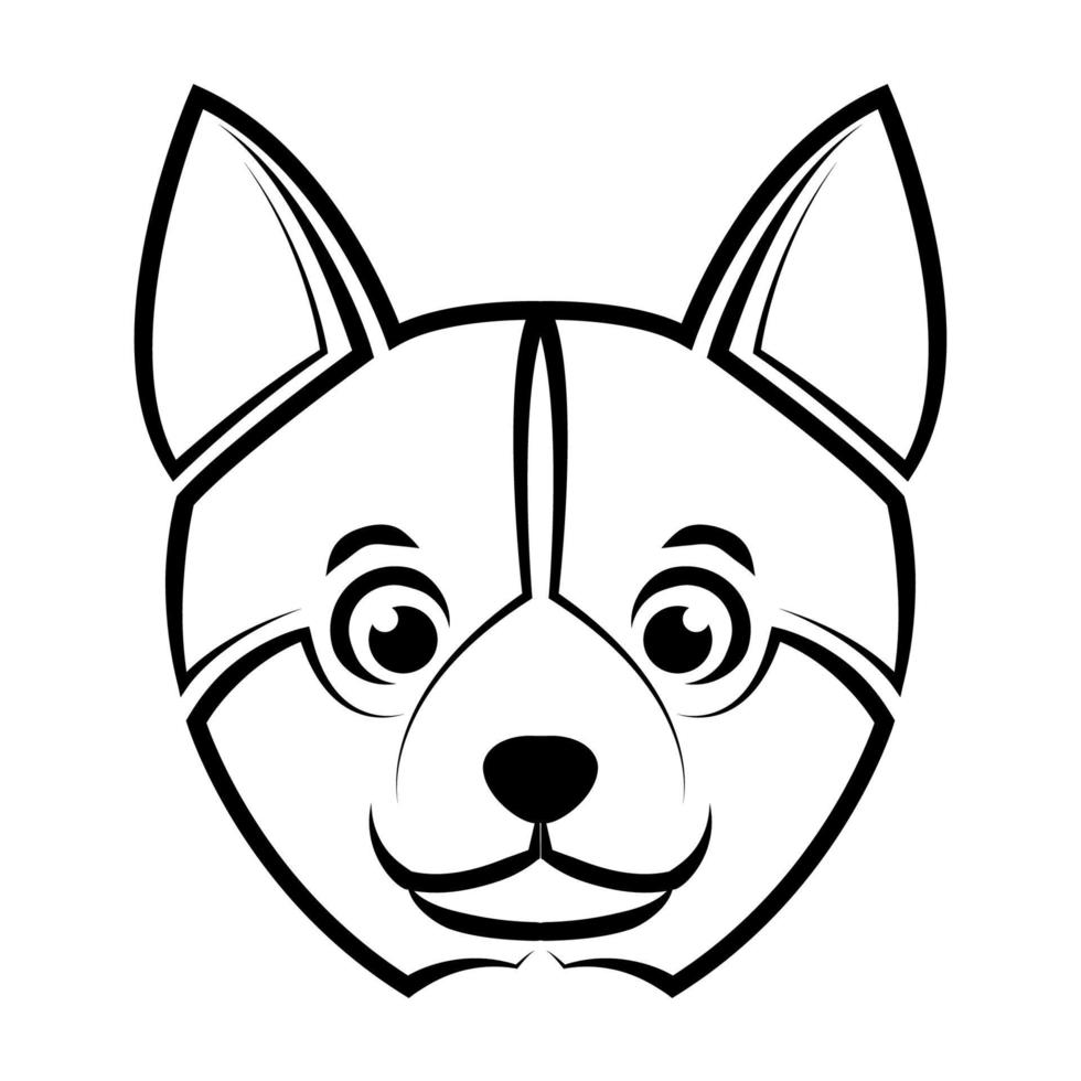 Black and white line art of shiba dog head. Good use for symbol, mascot, icon, avatar, tattoo,T-Shirt design, logo or any design. vector