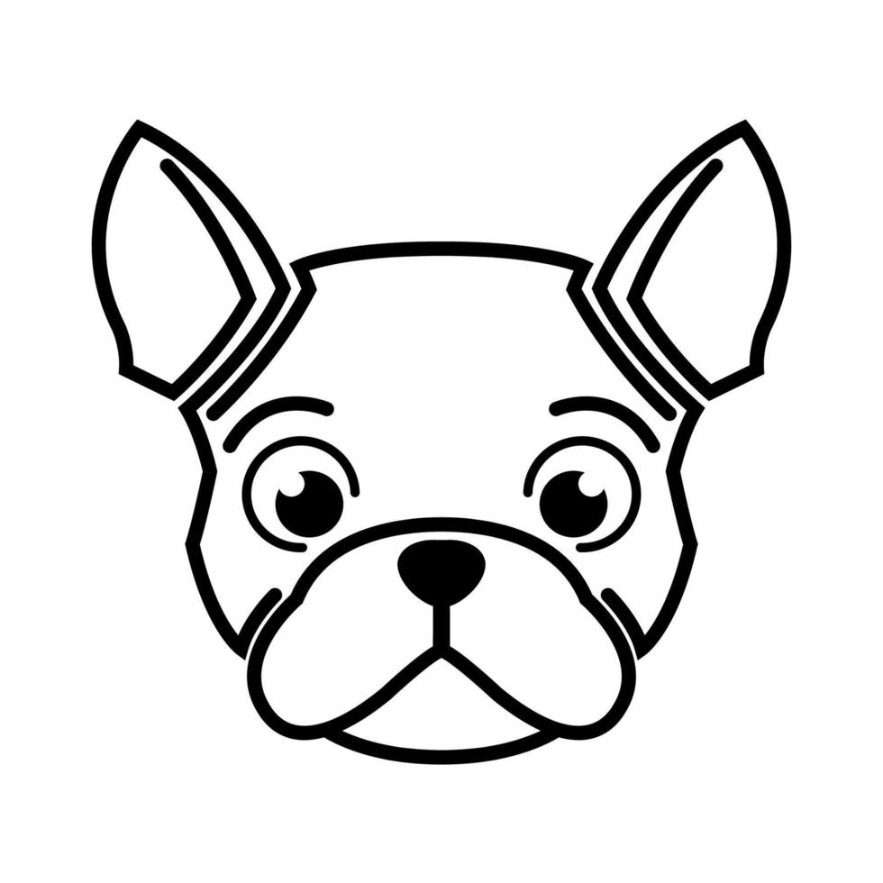 Black and white line art of french bulldog head Good use for symbol mascot icon avatar tattoo T Shirt design logo or any design vector