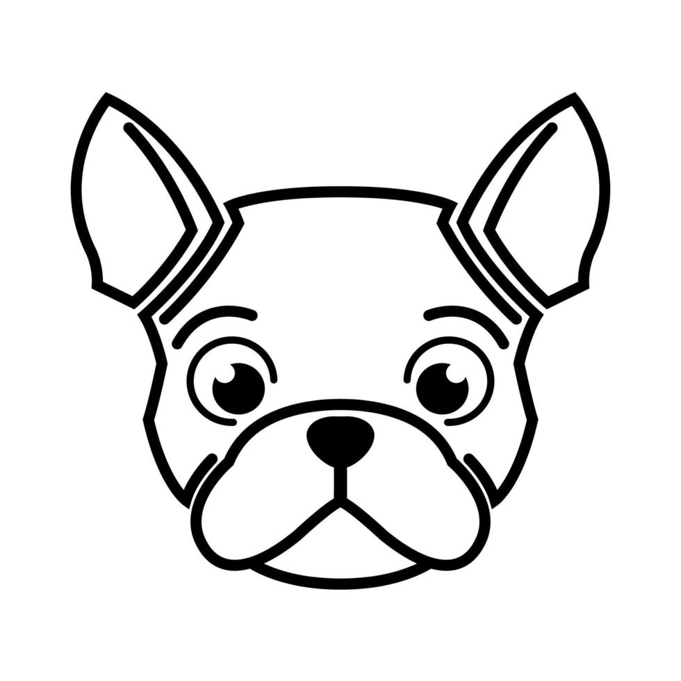 Black and white line art of french bulldog head Good use for symbol mascot icon avatar tattoo T Shirt design logo or any design vector