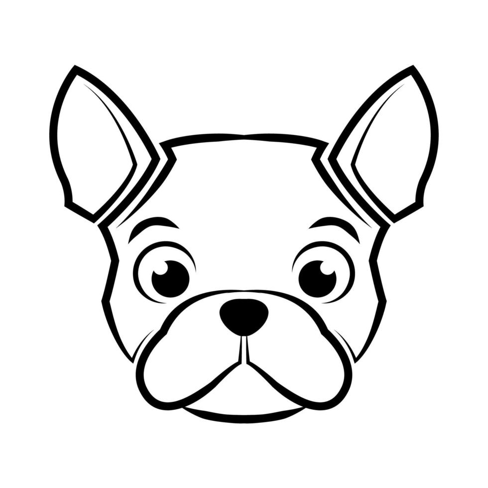 Black and white line art of french bulldog head Good use for symbol mascot icon avatar tattoo T Shirt design logo or any design vector