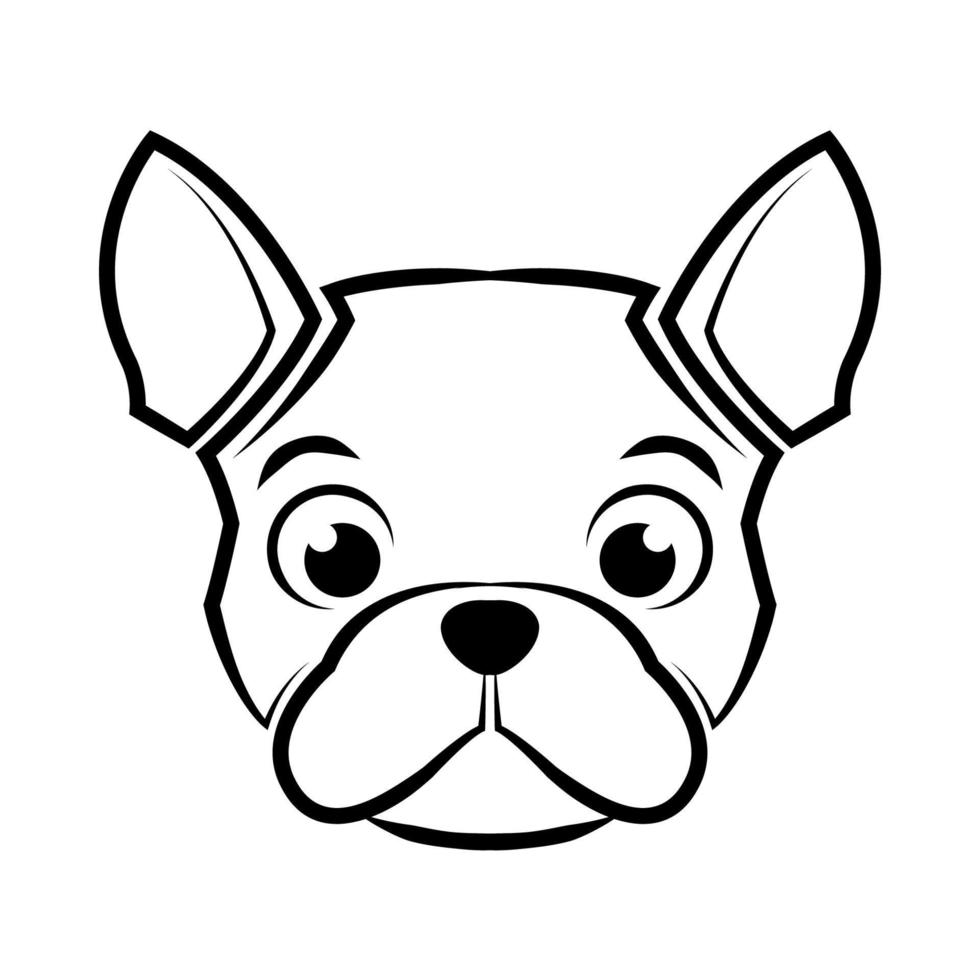 Black and white line art of french bulldog head Good use for symbol mascot icon avatar tattoo T Shirt design logo or any design vector