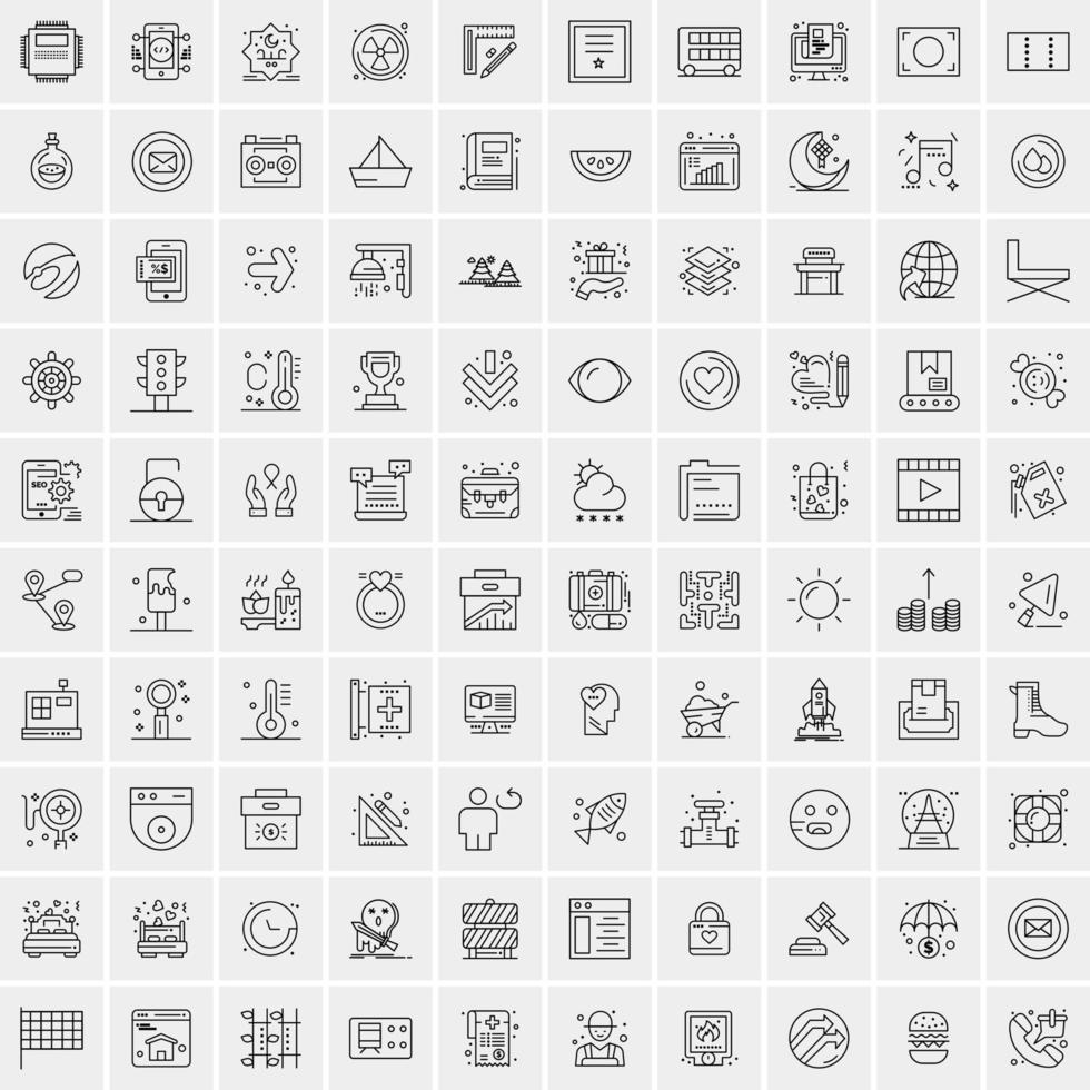 Set of 100 Universal Modern Thin Line Icons for Mobile and Web Mix Business icons Like Arrows Avatars  Smileys Business Weather vector