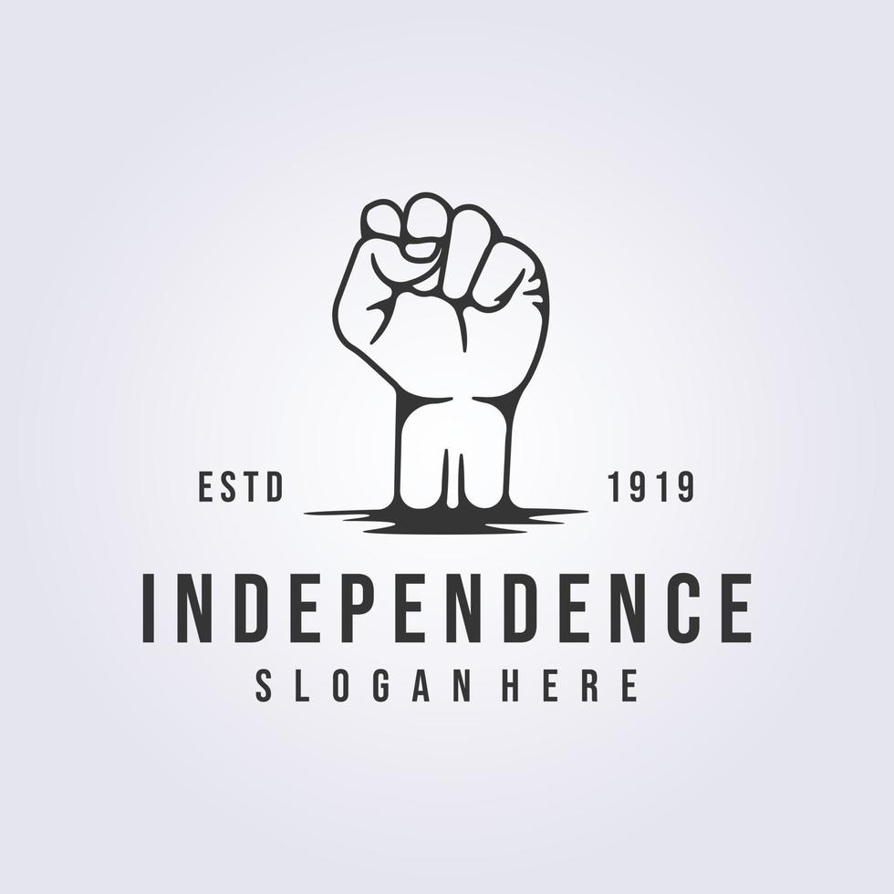 independence or freedom celebration hand logo outline symbol icon template vector illustration