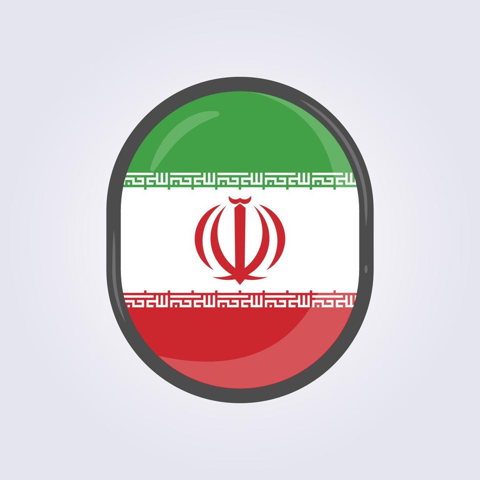 glowing iran flag in badge icon symbol vector illustration design