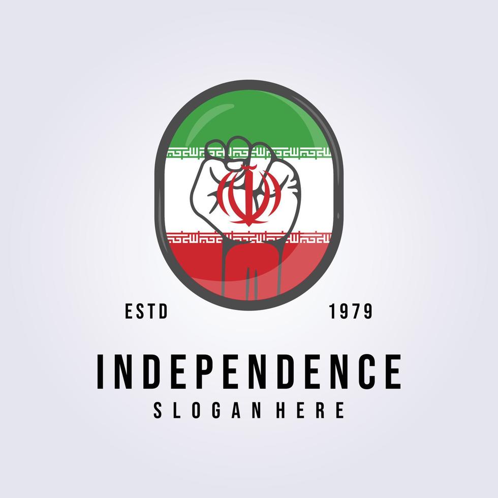 bandera de irán de independencia abstracta con diseño de ilustración de vector de icono de logotipo de mano de libertad, libertad de mujeres