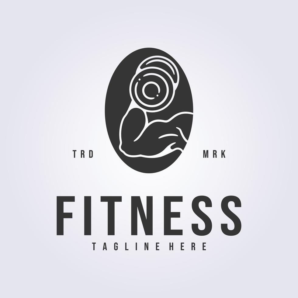 fitness gym workout logo cutout outline vector muscle illustration design