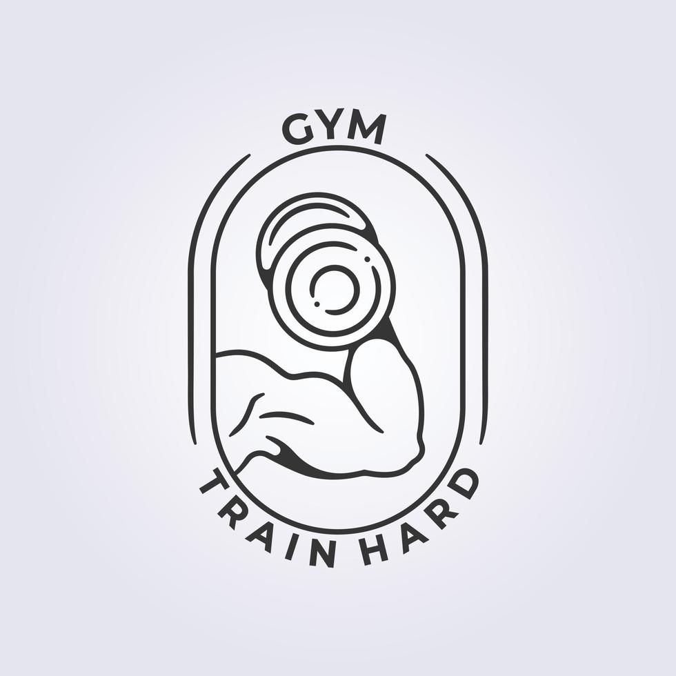 fitness gym muscle badge logo linear vector entrenamiento, ejercicio símbolo icono ilustración diseño plantilla