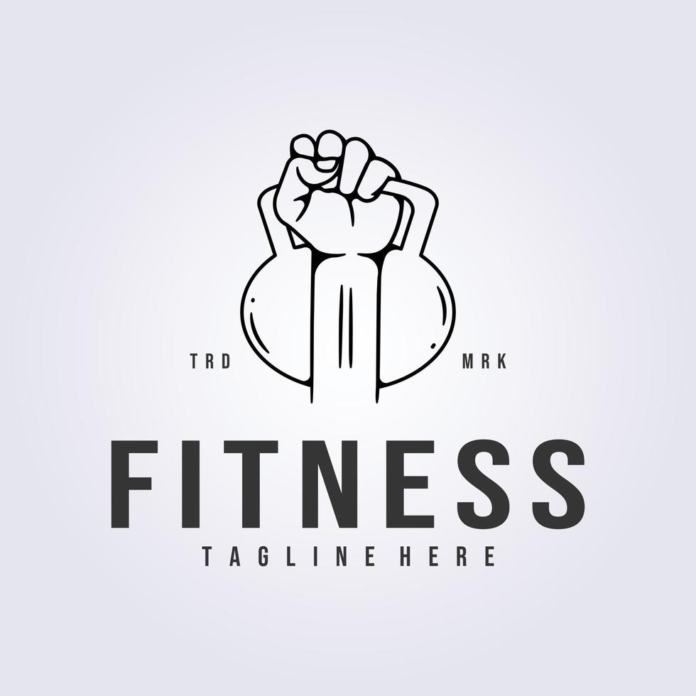 gym fitness holding barbell logo linear vector illustration template design icon symbol minimal