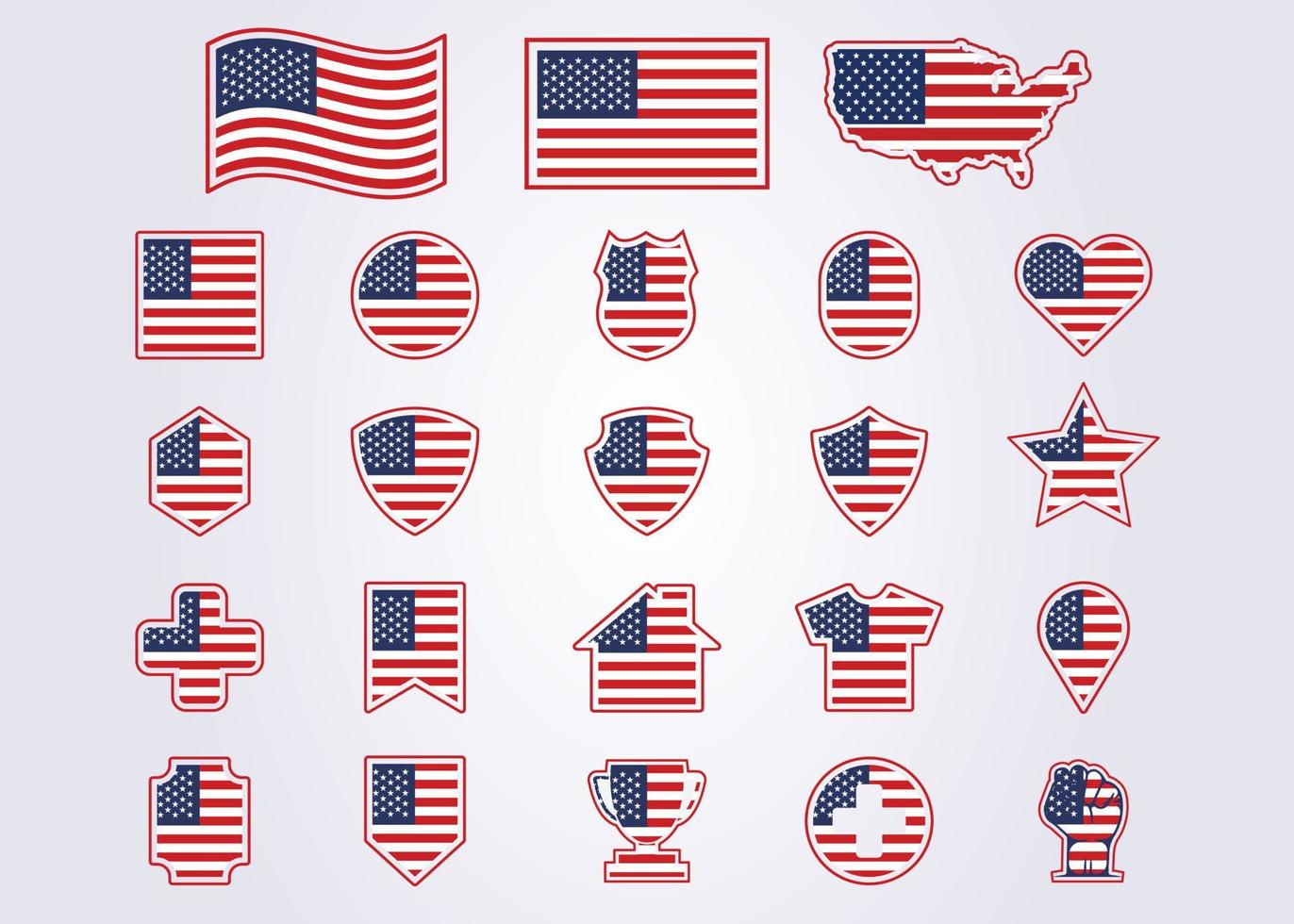 bundle of USA, United States of America icon flag symbol sign vector illustration design