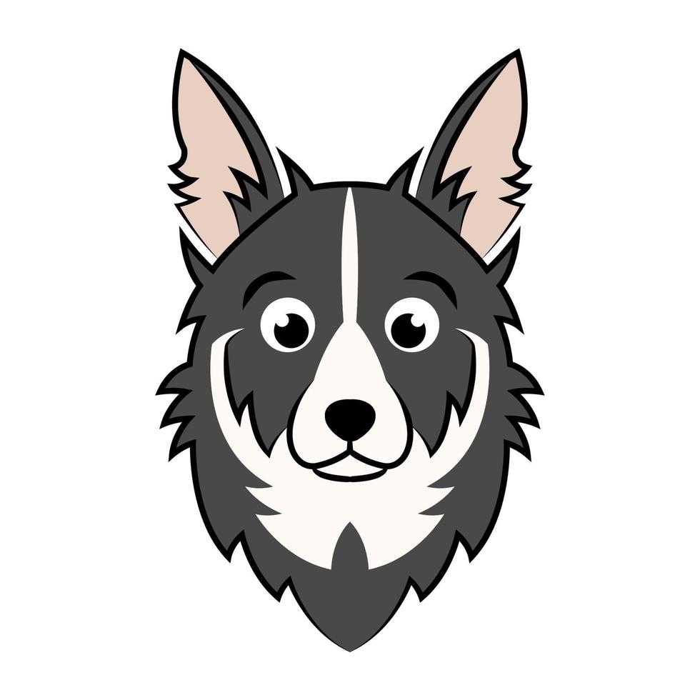 color image of border collie puppy dog head. vector
