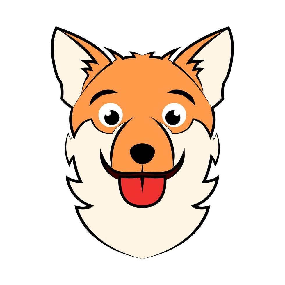 imagen en color de la cabeza de perro cachorro corgi. buen uso para símbolo, mascota, icono, avatar, tatuaje, diseño de camisetas, logotipo o cualquier diseño vector