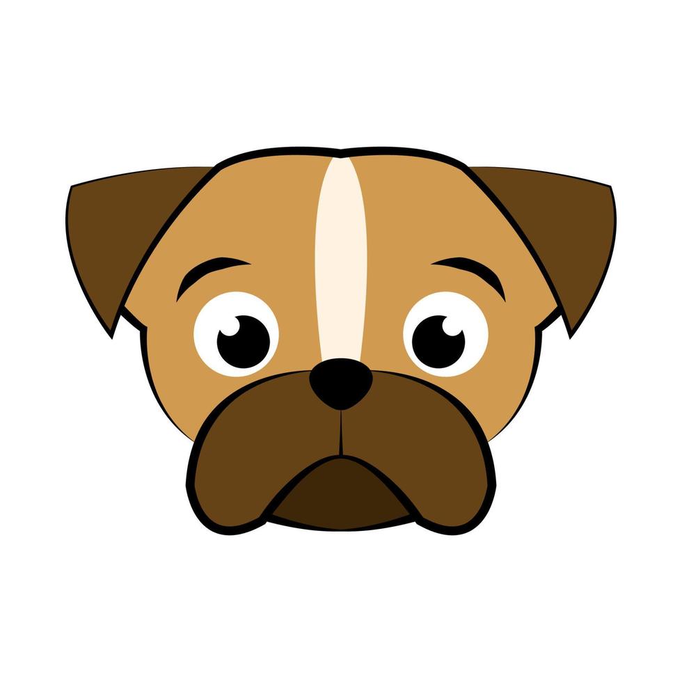 imagen en color de la cabeza de perro cachorro pug. buen uso para símbolo, mascota, icono, avatar, tatuaje, diseño de camisetas, logotipo o cualquier diseño vector