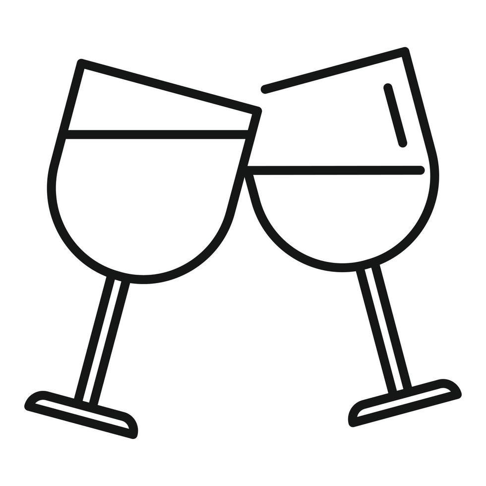 vector de contorno de icono de tostadas de vino. beber tostadas