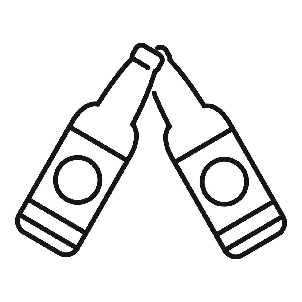 vector de contorno de icono de aplausos de botella de cerveza. beber tostadas