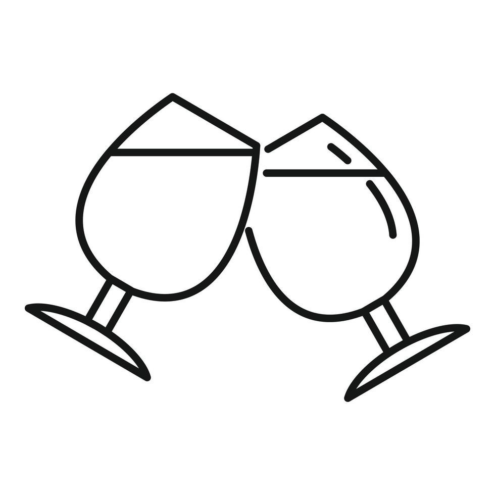 Toast party icon outline vector. Drink cheers vector